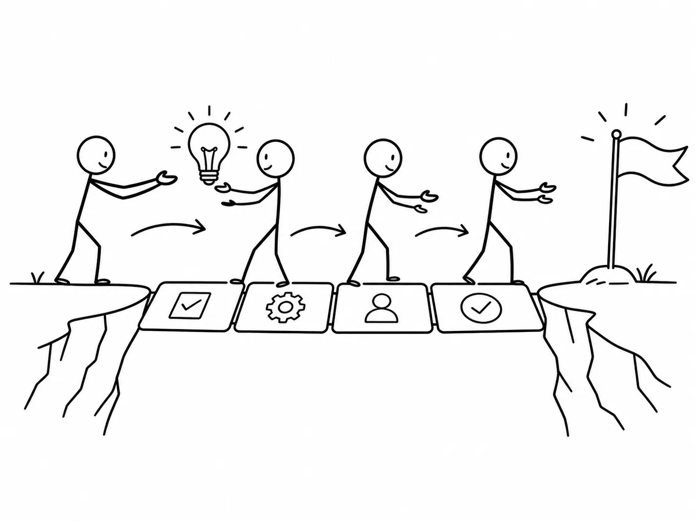 Black-and-White Stick Figures visual example 2